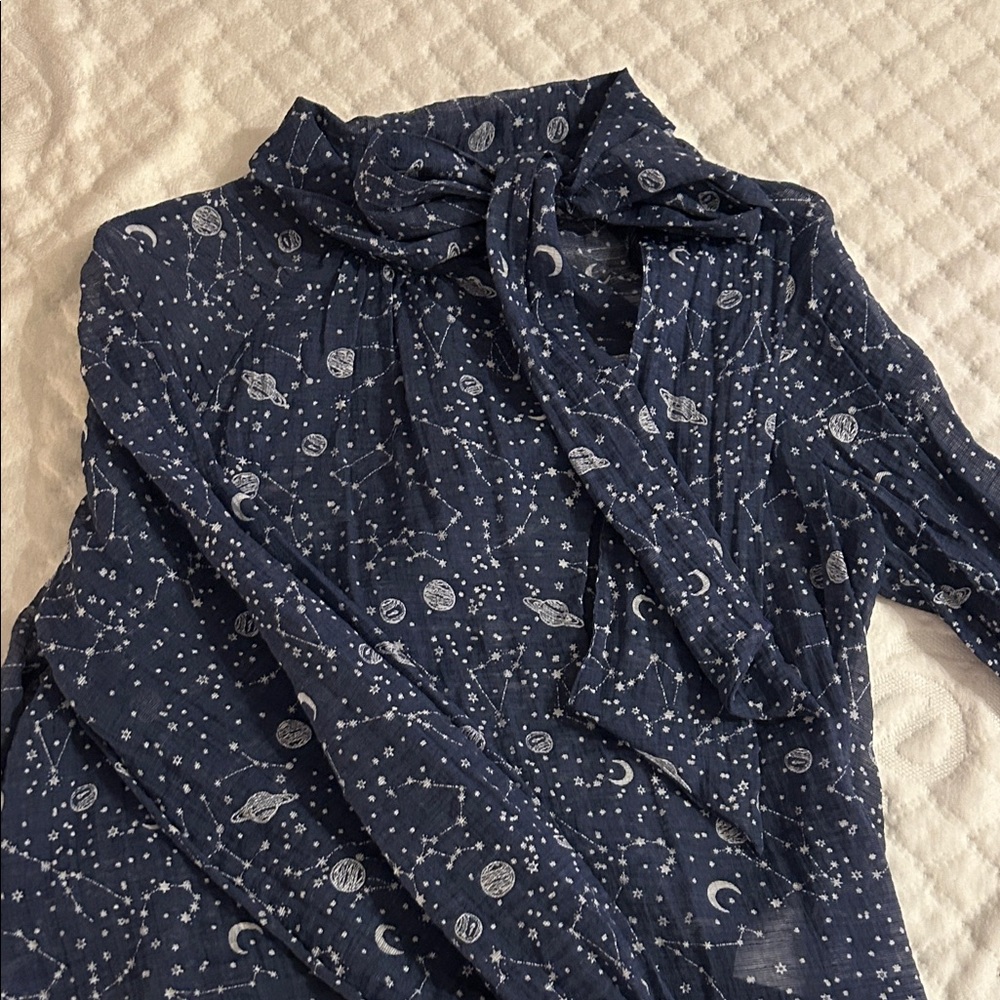 Anthropologie Blue Celestial Print Blouse